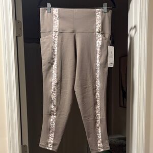 Athleta Taupe Leggings with Camo Detail
